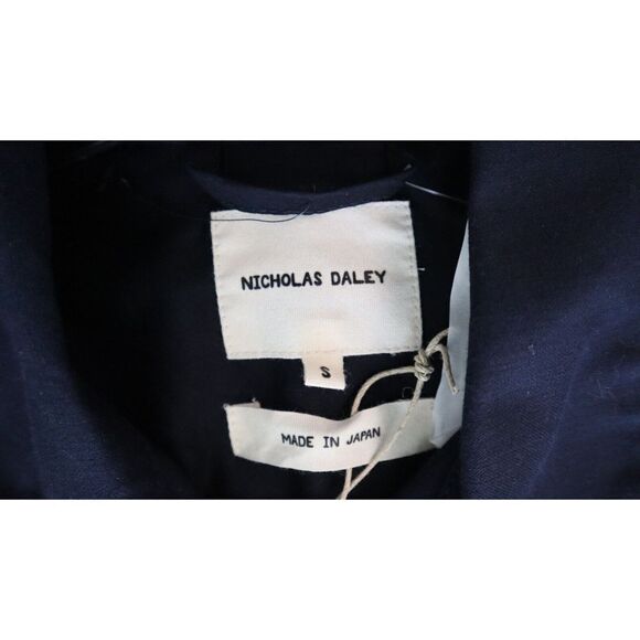 Nicholas Daley SS22 Men's Sz Small Navy Check V-Neck Cotton Bowling Shirt $465 - Picture 5 of 10